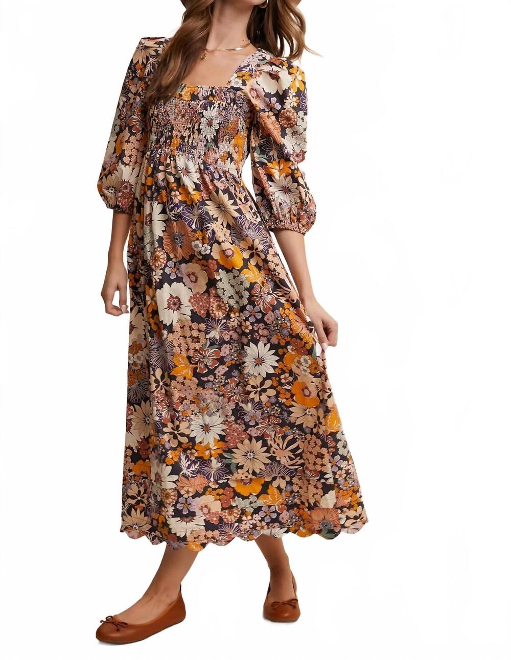 NEW LISTICLE floral square neck maxi dress in black